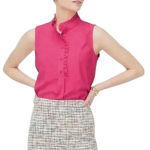 J. Crew Factory Pink Sleeveless Top with Ruffles - Size 00